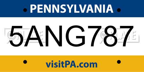 5ANG787 Pennsylvania License Plate