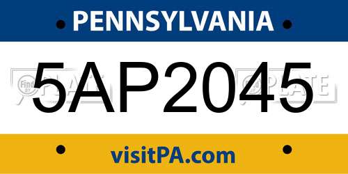 5AP2045 Pennsylvania License Plate