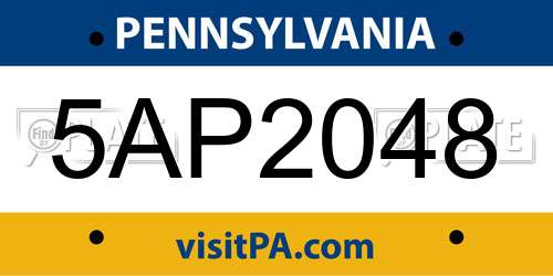 5AP2048 Pennsylvania License Plate