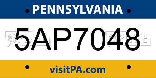 5AP7048 Pennsylvania License Plate