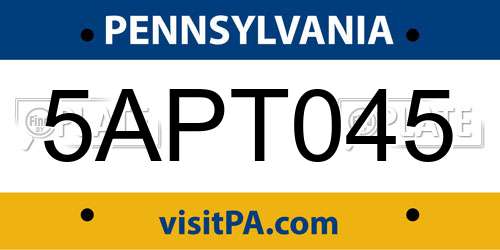 5APT045 Pennsylvania License Plate