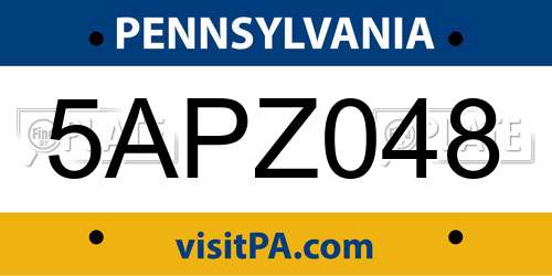 5APZ048 Pennsylvania License Plate