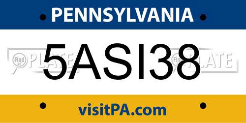 5ASI38 Pennsylvania License Plate
