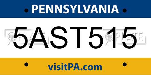5AST515 Pennsylvania License Plate