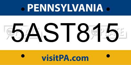 5AST815 Pennsylvania License Plate