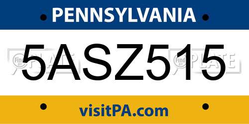 5ASZ515 Pennsylvania License Plate