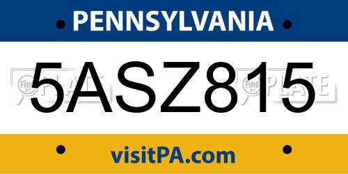 5ASZ815 Pennsylvania License Plate