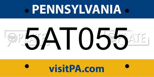 5AT055 Pennsylvania License Plate