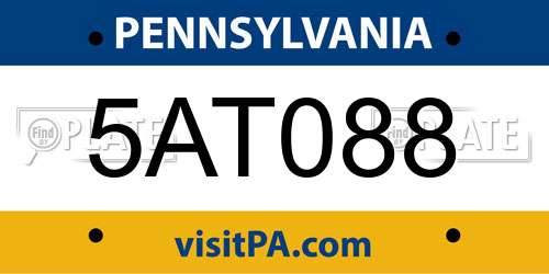 5AT088 Pennsylvania License Plate