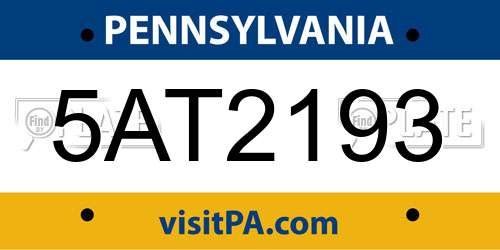 5AT2193 Pennsylvania License Plate