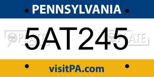 5AT245 Pennsylvania License Plate