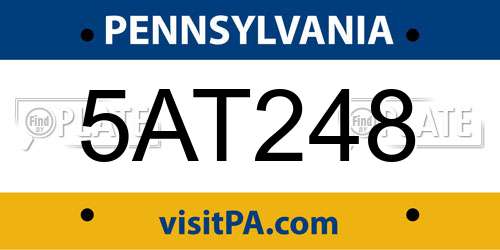 5AT248 Pennsylvania License Plate