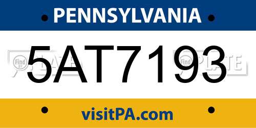 5AT7193 Pennsylvania License Plate