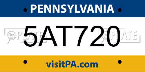 5AT720 Pennsylvania License Plate