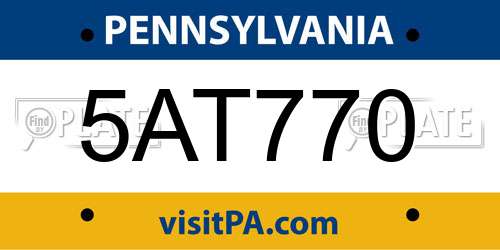 5AT770 Pennsylvania License Plate