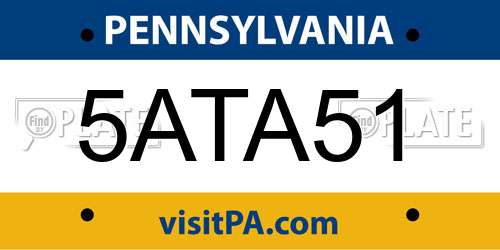 5ATA51 Pennsylvania License Plate