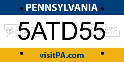 5ATD55 Pennsylvania License Plate