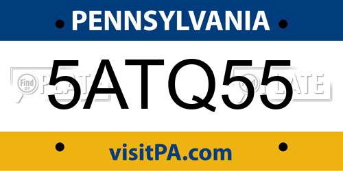 5ATQ55 Pennsylvania License Plate