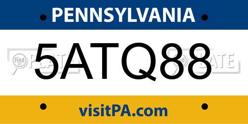 5ATQ88 Pennsylvania License Plate