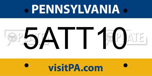 5ATT10 Pennsylvania License Plate