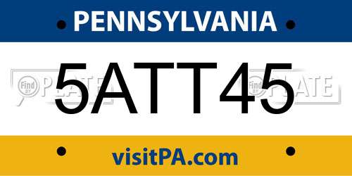 5ATT45 Pennsylvania License Plate