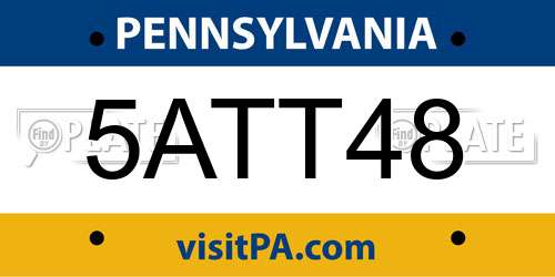 5ATT48 Pennsylvania License Plate