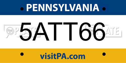 5ATT66 Pennsylvania License Plate