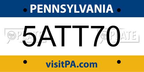 5ATT70 Pennsylvania License Plate