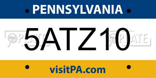 5ATZ10 Pennsylvania License Plate