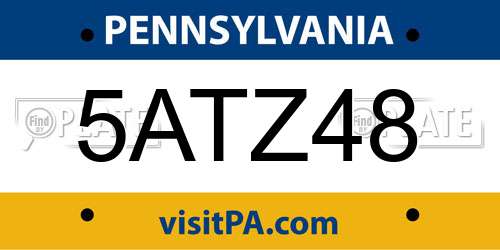5ATZ48 Pennsylvania License Plate