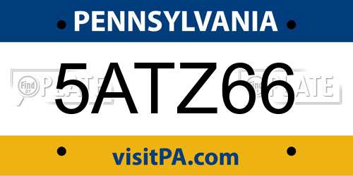 5ATZ66 Pennsylvania License Plate
