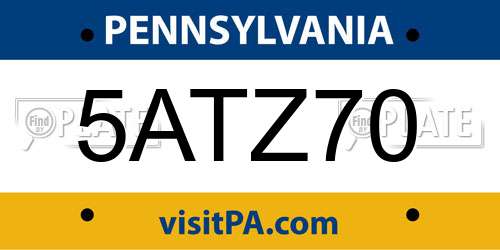 5ATZ70 Pennsylvania License Plate