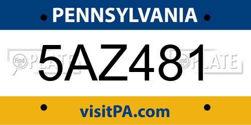 5AZ481 Pennsylvania License Plate