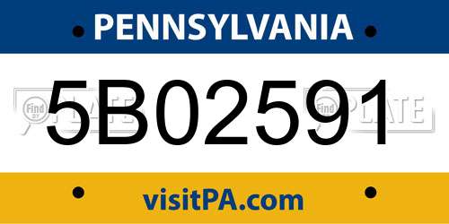 5B02591 Pennsylvania License Plate