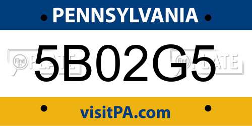 5B02G5 Pennsylvania License Plate