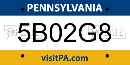 5B02G8 Pennsylvania License Plate