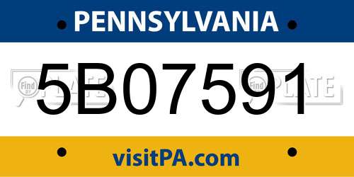 5B07591 Pennsylvania License Plate