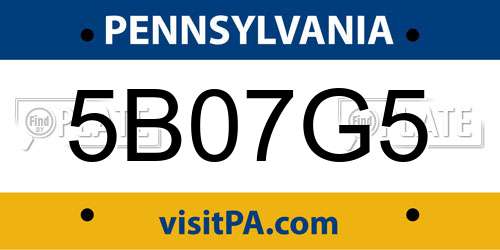 5B07G5 Pennsylvania License Plate