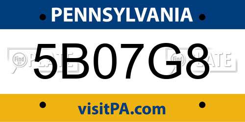 5B07G8 Pennsylvania License Plate