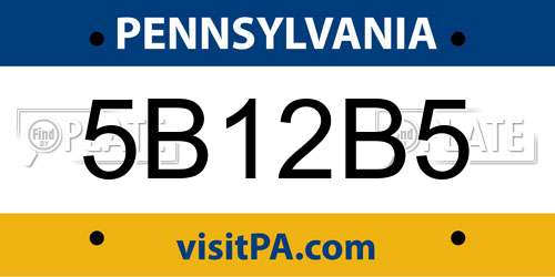 5B12B5 Pennsylvania License Plate