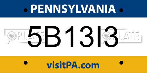 5B13I3 Pennsylvania License Plate