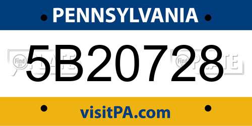 5B20728 Pennsylvania License Plate