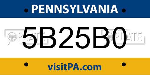 5B25B0 Pennsylvania License Plate