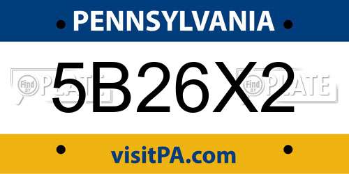 5B26X2 Pennsylvania License Plate