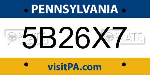 5B26X7 Pennsylvania License Plate