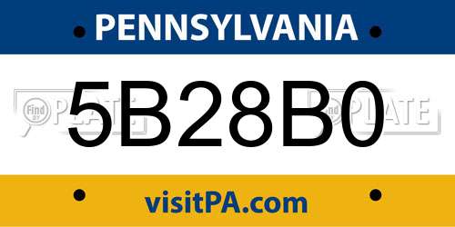 5B28B0 Pennsylvania License Plate
