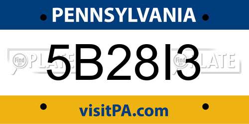 5B28I3 Pennsylvania License Plate