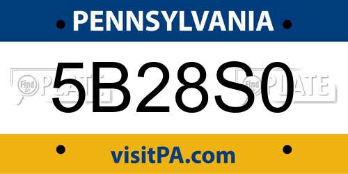 5B28S0 Pennsylvania License Plate