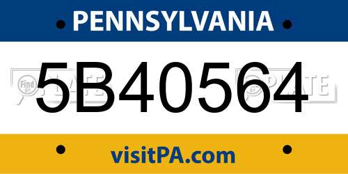 5B40564 Pennsylvania License Plate