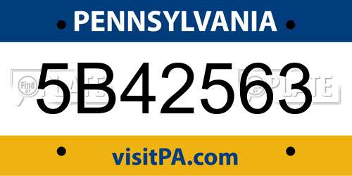 5B42563 Pennsylvania License Plate